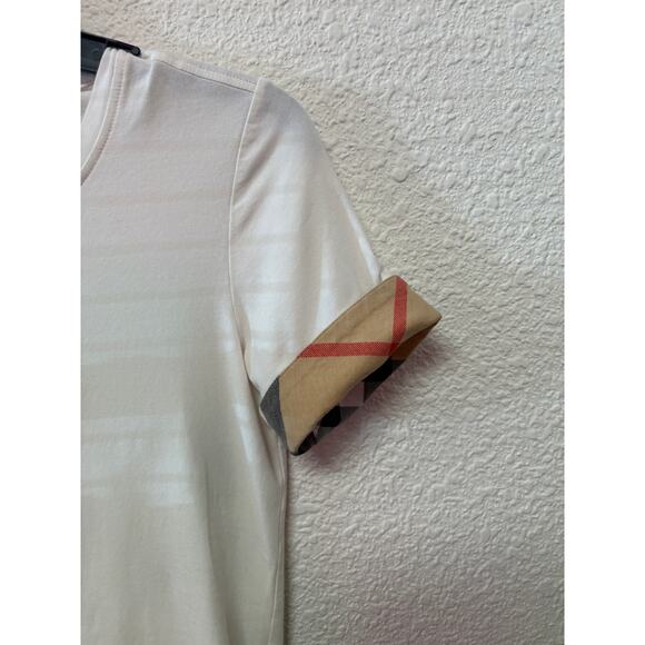 Burberry Plaid Cuff Tee White Size XS - Picture 2 of 7